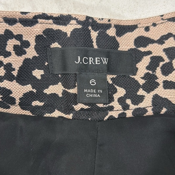 J. Crew Leopard Print Trouser Lined Linen Blend Shorts Size 6 - Picture 7 of 16